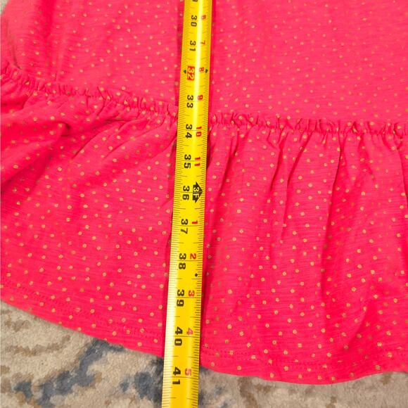 Boden Gold Metallic Polka Dot Short Sleeve Dress Women Size 12R Peplum Tiered - Picture 8 of 9